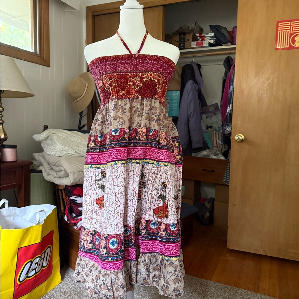 3 in 1 Bohemian smoked top/waist dress/skirt - Multicolor